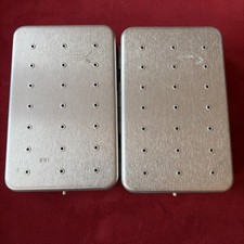 Two Vintage Perrine #91 Aluminum FLY BOXES, plastic inner "separating" lid.