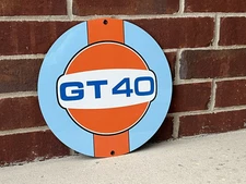 Gulf racing advertising sign oil gas porsche ford Gt40 Round Metal