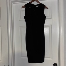Calvin Klein Black Sleeveless Cutout Sheath Dress Gold Zipper Size 4