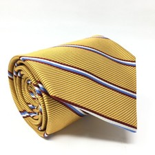 Brooks Brothers Makers Classic Tie Yellow Blue Red Repp Stripe Silk Made USA