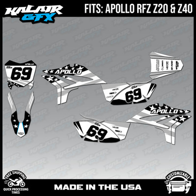 Graphics Kit for Apollo Z20 Z40 (RFZ Z20 Z40) USA Series - White