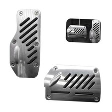Car Pedal Pads, Anti-slip Larger Brake Accelerator Cover, Alloy 2 PCS Black