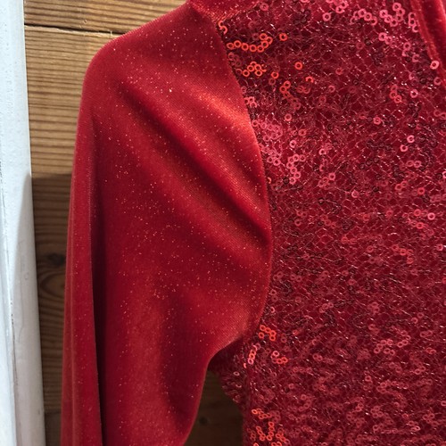 Bonnie Jean Girls Sequin Fur Santa Dress Red Velvet Sz 12 Christmas Sparkle NEW - Picture 4 of 9