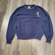 Vtg 80s 90s Mens Navy Blue Knit Golf Pullover Sweater Argyle Expressions Large