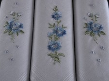 Box Damen blau und wei&szlig; Blumen Taschent&uuml;cher 100% Baumwolle