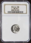 1943 S Mercury Dime, NGC MS 67