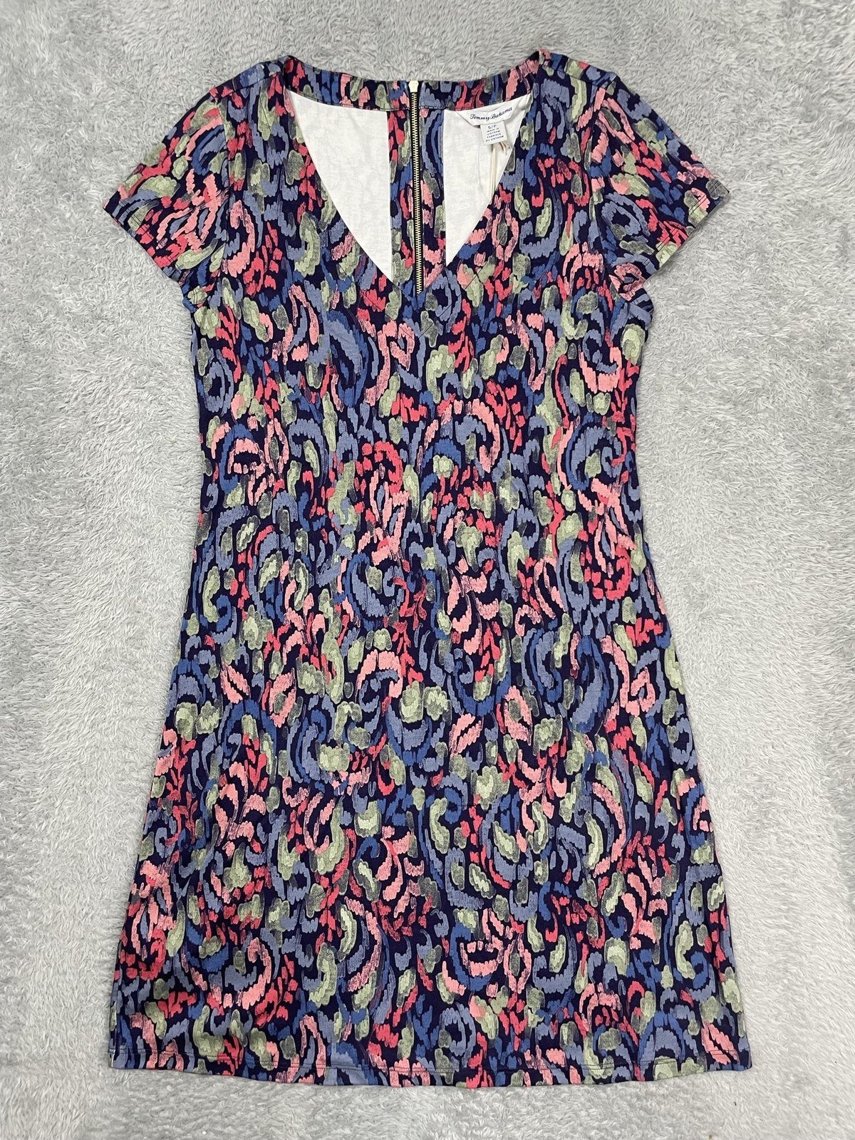 Tommy Bahama Darcy Shift Dress Womens S Multicolor Tropical V Neck Stretch Knit