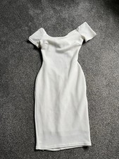 Ladies Size 6 / 8 TFNC London Ivory Stretch Bodycon Dress - Cut Out Back Detail 