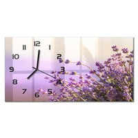 Glas-Wanduhr Aus GehäRtetem Glas Glasuhr Lavendel Schwarze Zeiger 60X30 Cm