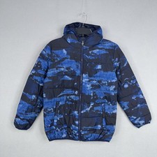 Under Armour Jacket Youth Large 14-16 Blue Camo Hooded Puffer ColdGear Zip