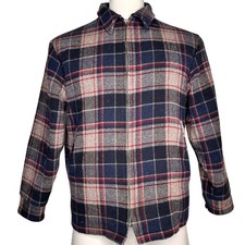 Vintage Heritage Wool Chore Jacket Woolrich Men Large Sherpa Lined Plaid Flannel