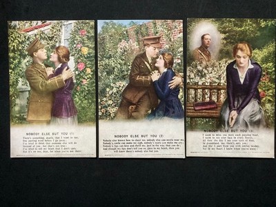 Nobody Else But You 3er Set Vintage WW1 Bamforth Song Postkarten D24