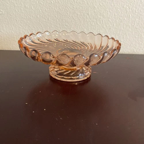 Pink Depression Glass Pedestal Candy Dish