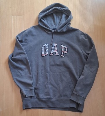 GAP Hoodie Herren Gr. L Grau Kapuzenpullover Logo Sweatshirt 