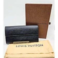 Authentic Louis Vuitton Black Epi Sarah Wallet Silver HW Full Set Box & Dust Bag