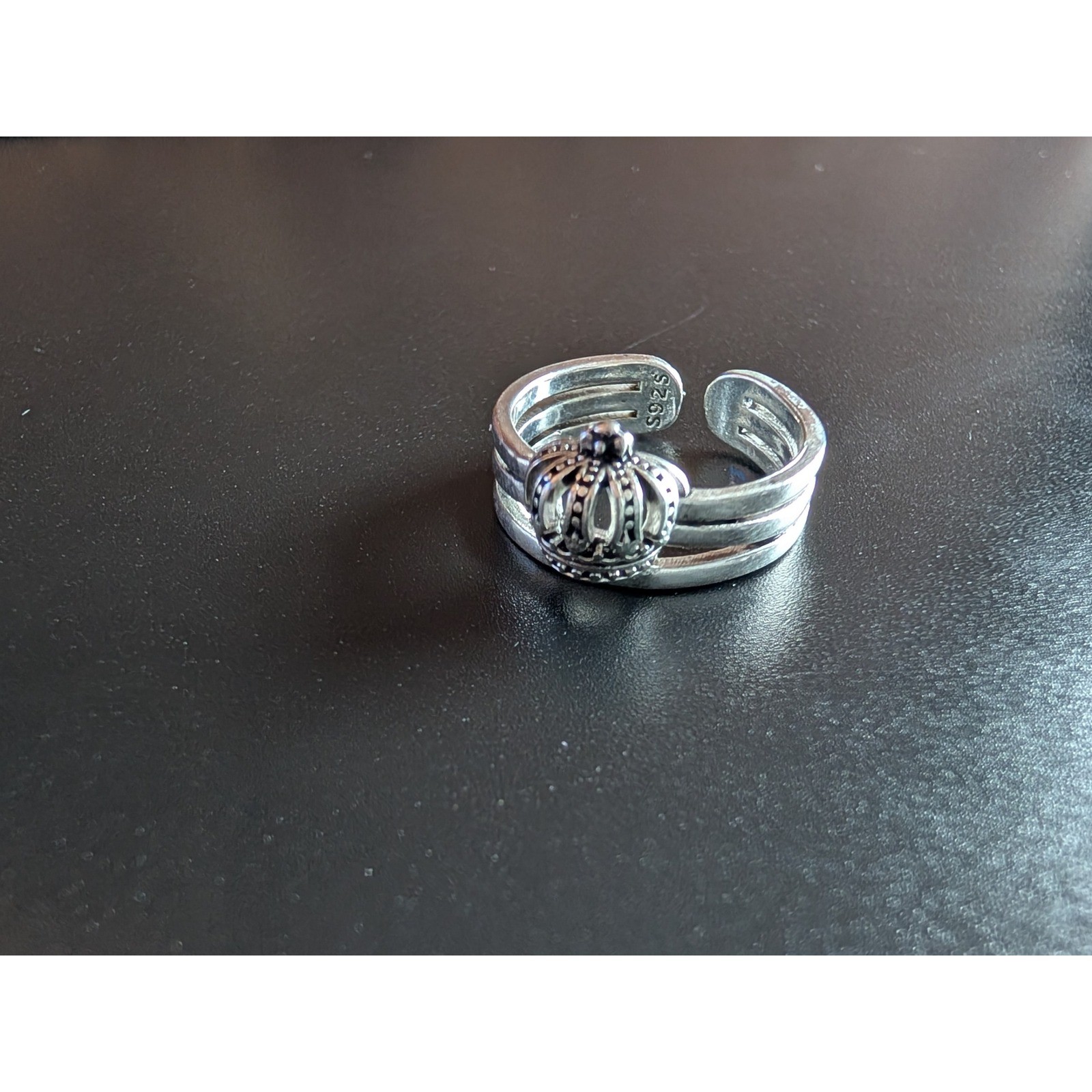 Sterling Silver 925 Crown Ring Stackable Adjustab… - image 4