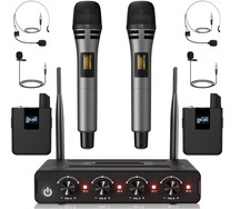 Kit Micrófonos UHF con Lavalier, Diadema y A...
