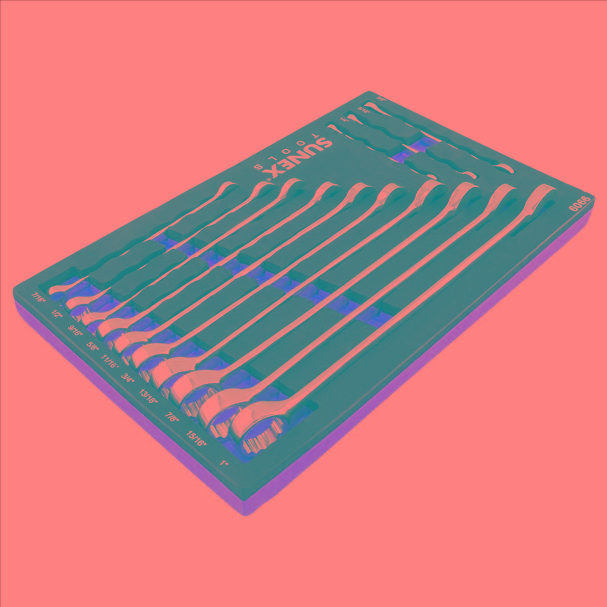 Sunex 9909 13 шт. Набор гаечных ключей Sae с V-образной канавкой из вспененного материала Eva 1/4-1