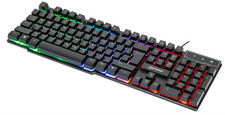 MANHATTAN RGB LED USB Gaming Keyboard Full Size Rainbow Backlit Spill Resistant
