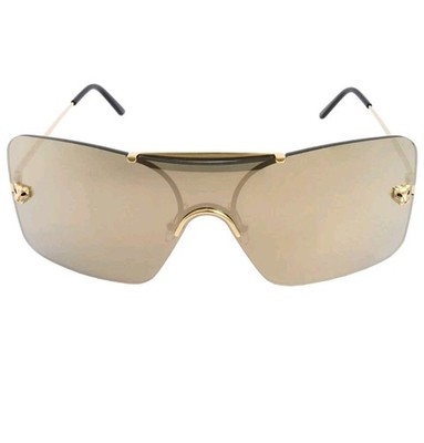 Cartier Panthere de Cartier Gold Shield Mirrored Sunglasses CT0023S00299 Aviator
