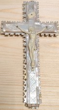 Reise Wallfahrt Perlmutt Rosenkranz Kreuz geschnitten Klosterarbeit Jerusalem