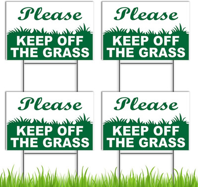 4 Stück Keep off the Grass Schilder - 6X9 Zoll DS Coroplast - Stay off Gras Schilder f