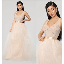 Fashion Nova Twirl Me Around Tulle Rhinestone Ball Gown Dress Size XS