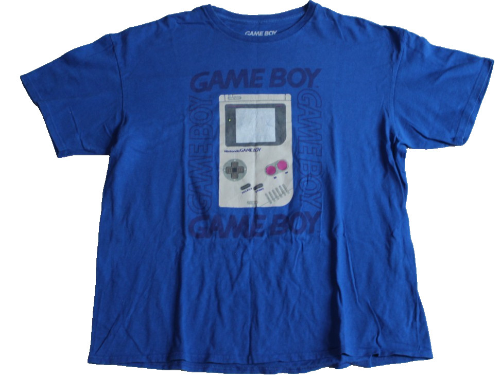 Nintendo Gameboy Logo T-Shirt Men's Size XL Blue Retro Video Game Short Sleeve