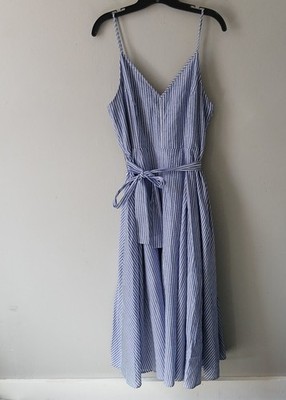 NWT Dress Forum Los Angeles Womens Size Medium Fit and Flare Dress Blue Striped