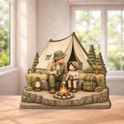 Personalized Camping Wooden Block, Custom Father Son Campfire Decor, Outdoor Adv