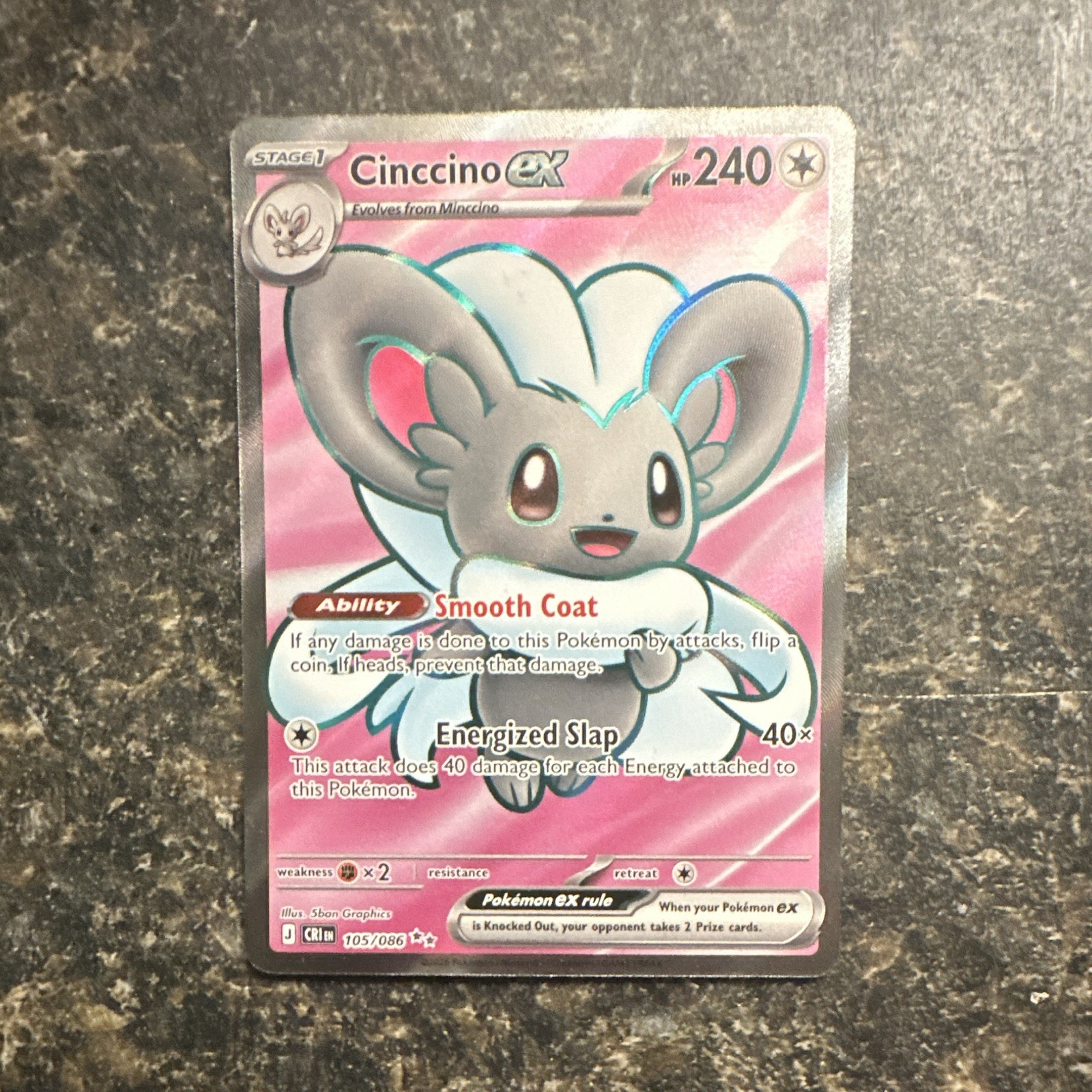 Pokemon Chaos Rising Cinccino EX Ultra Rare Holo 105/086 Pokémon TCG Eng 240HP
