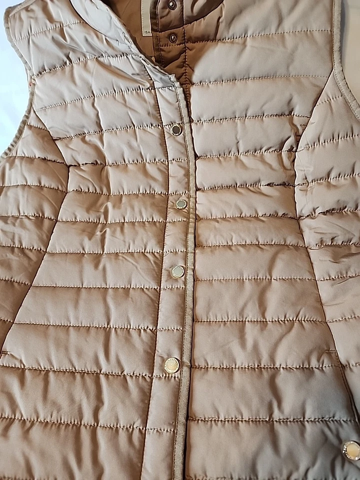 Isaac Mizrahi Live! Chaleco Acolchado Canal con Forro Estampado Talla 2xl TAN Foto 2 de 4