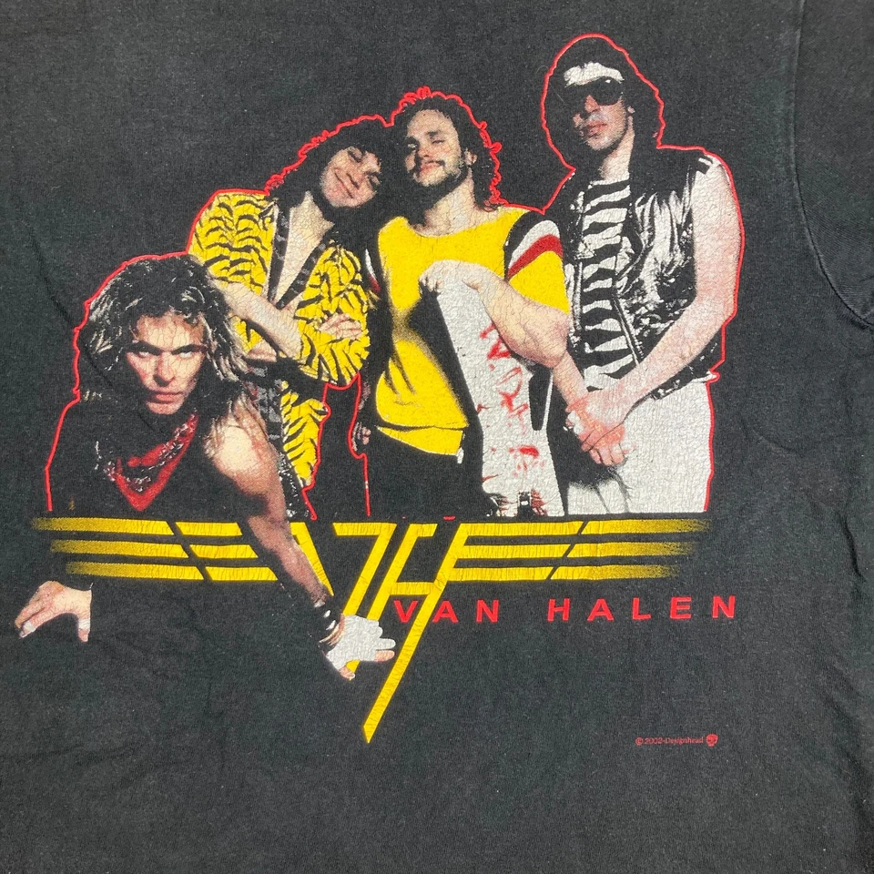Camisa De Colección Van Halen Para Hombres M Negra 2002 Banda de Rock Gira de Conciertos Promo Camiseta Y2K Foto 3 de 4