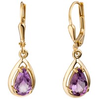Jobo Boutons Tropfen 333 Gold Gelbgold 2 Amethyste Lila Violett Ohrringe OhrhäNg