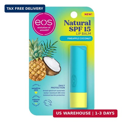 eos Natural SPF 15 Lip Balm- Pineapple Coconut, Water Resistant Daily Sun Protec