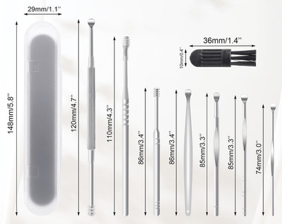 Ear Cleansing Tool Set 8 PCS Stainless Steel Earwax Removal Tools Ear Wax Remova