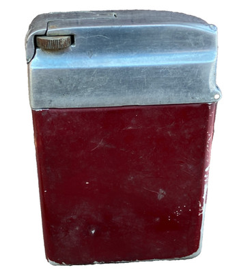 VTG FRANKLIN 54 MAROON CIGARETTE CASE w LIGHTER FEATHER WEIGHT