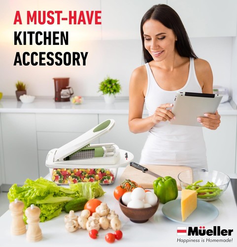 Mueller Pro-Series 10-in-1, 8 Blade Vegetable 8 Blade, White Sand/Green - Picture 7 of 8