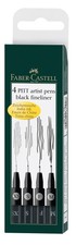 Faber-Castell PITT Pisak artystyczny 4 szt. M, F, S, XS - czarny