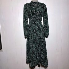 Whistles Multicolour Petal Animal Pleated Leopard Print Dress Handkerchief Hem 2