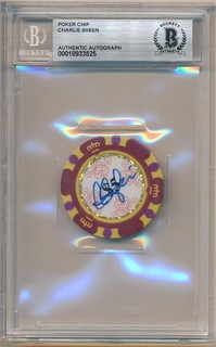 CHARLIE SHEEN SIGNED AUTOGRAPH LAS VEGAS POKER CHIP BGS AUTHENTIC AUTO BAS SP