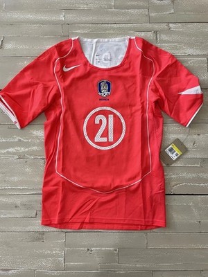Korea Nike 2004 Reissue Park Jisung T90 Red Home Soccer Jersey