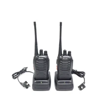Lot of 2 Ansoko 888S Two-Way Radios Walkie Talkies w/ Charging Bases & Batteries