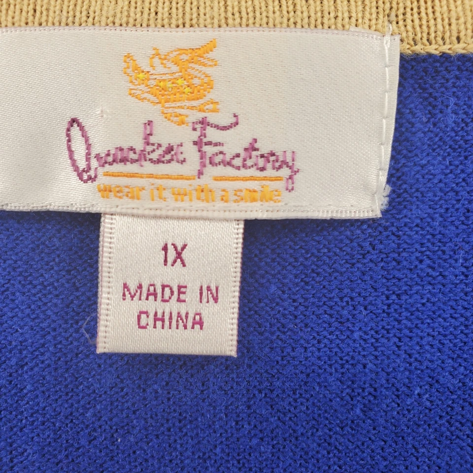 QUACKER FACTORY Sweater Womens 1X Embroidered Anchor Rhinestones 3/4 Sleeve - Image 3 of 4