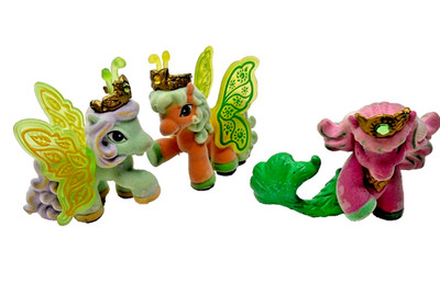 Assorted Filly Pony 3 Ponies Flocked Butterflies and Mermaid