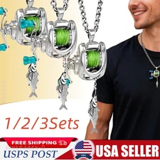 Fishing Reel Necklace Mini Rotating Reel Necklace Angler Jewelry Pendant