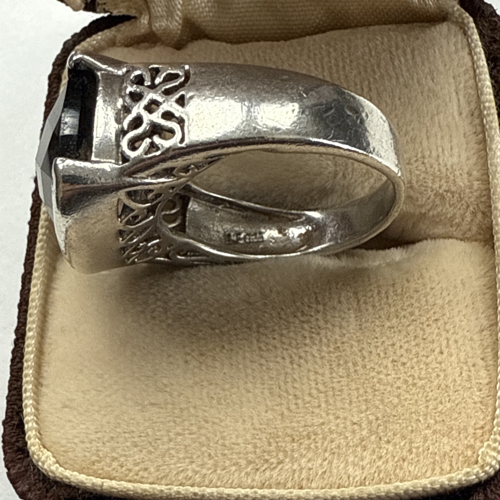 STERLING SILVER RECTANGULAR SMOKEY QUARTZ RING SI… - image 5