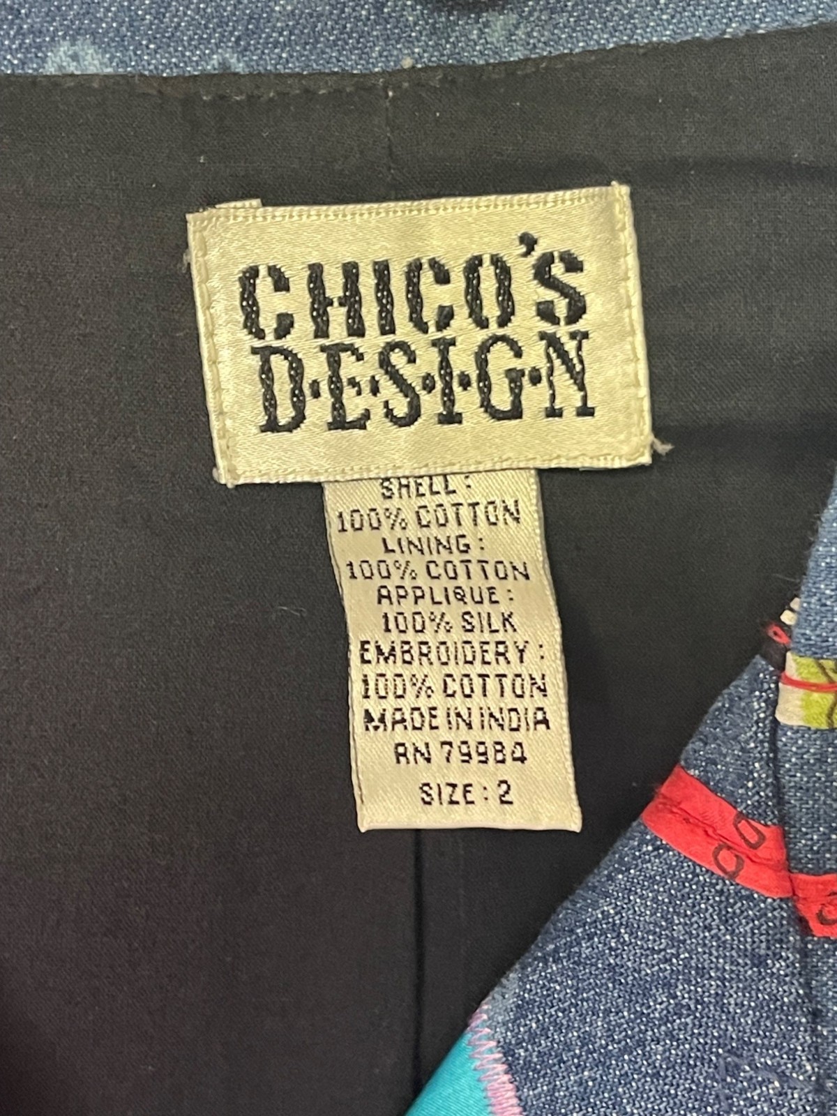 Chicos Design womens 2 Multicolor Patchwork Butto… - image 4