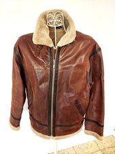Herren Winterjacke echt Lederjacke Innenfell braun Größe 50 Bikerjacke