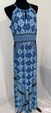 London Style Halter Abstract Maxi Dress Women’s Plus Size 16 ￼